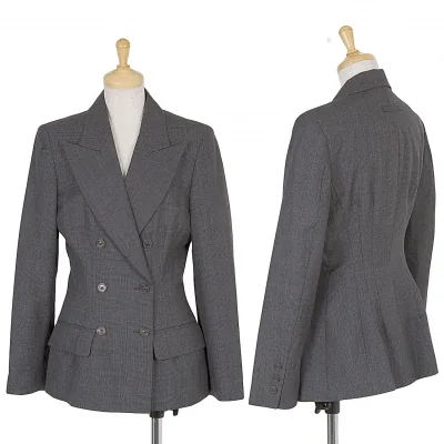 ジャンポールゴルチエ クラシックJean Paul GAULTIER CLASSIQUE ウールグレンチェックダブルジャケット グレー