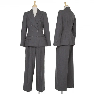 ジャンポールゴルチエ クラシックJean Paul GAULTIER CLASSIQUE ウールグレンチェックダブルセットアップスーツ グレー