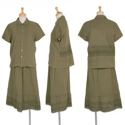 【SALE】トリココムデギャルソンtricot COMME des GARCONSバックレースラウンドカラーセットアップ 淡 カーキ