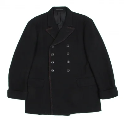 【SALE】ヨウジヤマモト プールオムYohji Yamamoto POUR HOMME ４本ステッチ８Bダブルウールジャケット 黒