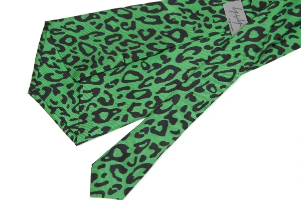 YOHJI YAMAMOTO POUR HOMME シルク レオパード ネクタイ Yohji Yamamoto POUR HOMME Leopard Big Silk Ties Green,Black (K-48014)