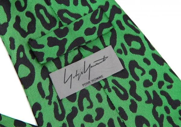YOHJI YAMAMOTO POUR HOMME シルク レオパード ネクタイ Yohji Yamamoto POUR HOMME Leopard Big Silk Ties Green,Black (K-48014)