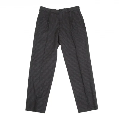 【SALE】コムデギャルソンオムCOMME des GARCONS HOMME ウールポリストライプテーパードパンツ チャコール