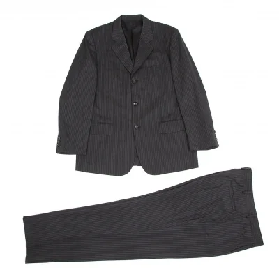 コムデギャルソンオムCOMME des GARCONS HOMME ウールポリストライプ3Bセットアップスーツ チャコール