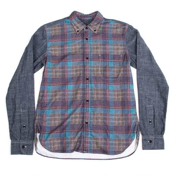 コムデギャルソンオムCOMME des GARCONS HOMME ダンガリー切替チェックシャツ