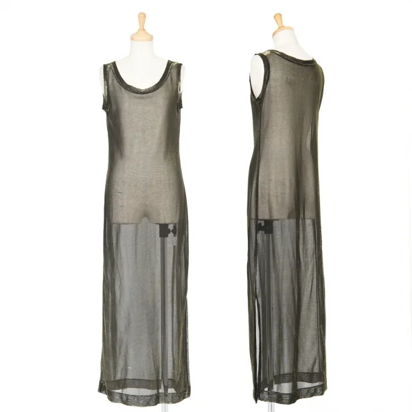 【SALE】ヨウジヤマモトファムYohji Yamamoto FEMME シースルー光沢ノースリーブワンピース
