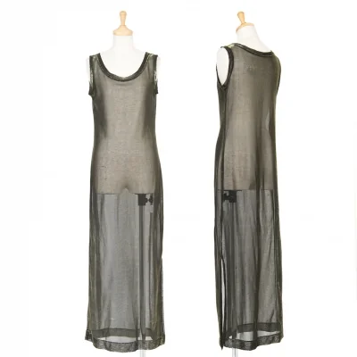 【SALE】ヨウジヤマモトファムYohji Yamamoto FEMME シースルー光沢ノースリーブワンピース