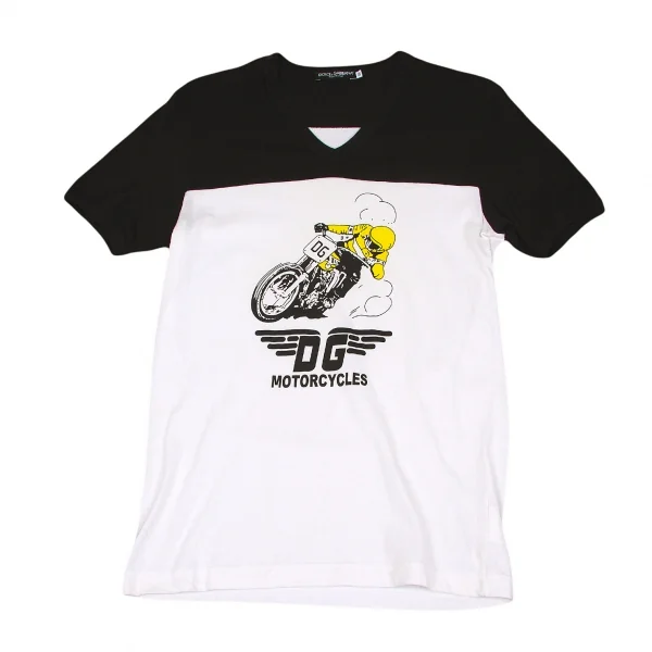 ドルチェ&ガッバーナDOLCE&GABBANA モーターサイクルプリントフットボールTシャツ