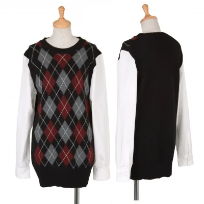 トリコ コムデギャルソンtricot COMME des GARCONS アーガイルチェックウール切り替えトップス