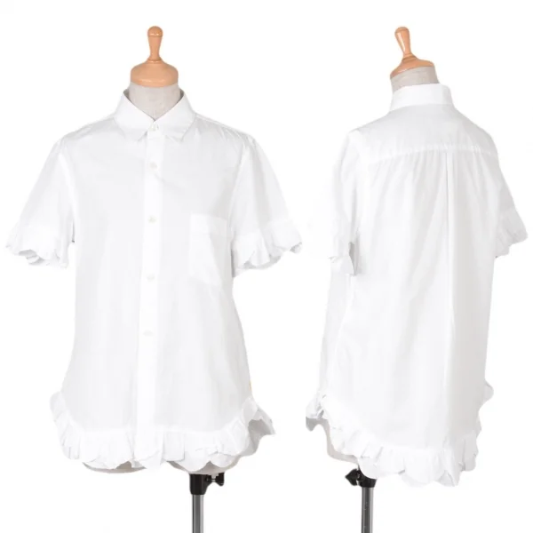 【SALE】コムコム コムデギャルソンCOMME des GARCONS フリルデザインコットン半袖シャツ