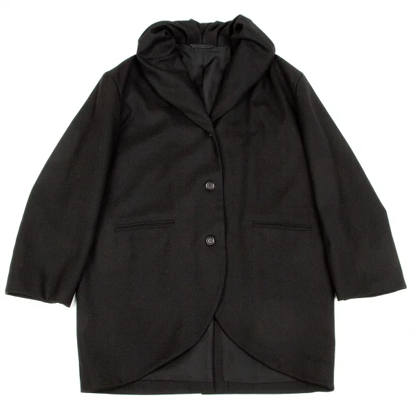 ロメオジリROMEO GIGLI ウールポリドレープカラージャケット 黒9 (K-49305)