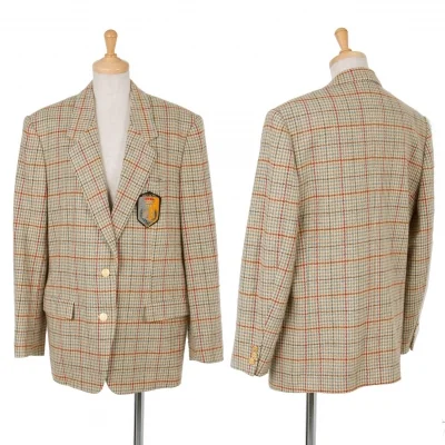 【SALE】インゲボルグINGEBORG ガンクラブチェックエンブレムジャケット ベージュ水色茶他