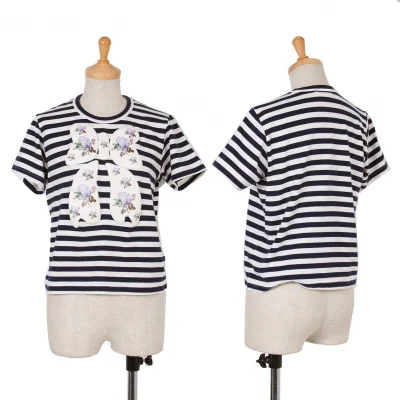 コムデギャルソンCOMME des GARCONS フラワーリボンプリントボーダーTシャツ