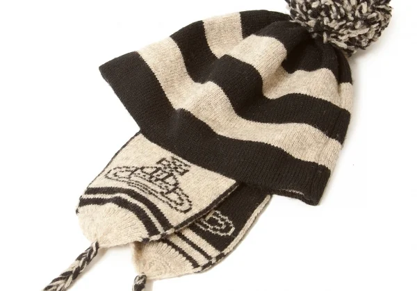Vivienne Westwood Border Orb knit cap Black,Beige | PLAYFUL