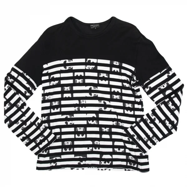 コムデギャルソンオムプリュスCOMME des GARCONS HOMME PLUS スカルボーダー切替長袖Tシャツ