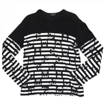 コムデギャルソンオムプリュスCOMME des GARCONS HOMME PLUS スカルボーダー切替長袖Tシャツ