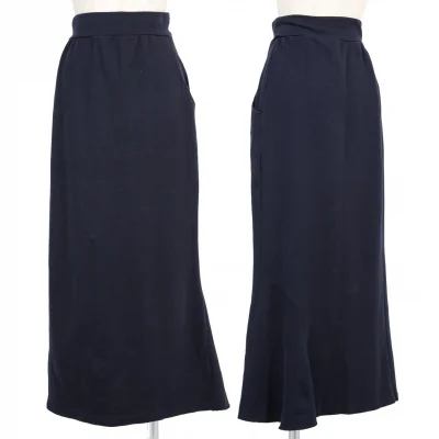 【SALE】ヨウジヤマモトファムYohji Yamamoto FEMME コットン天竺ストレッチスカート 紺