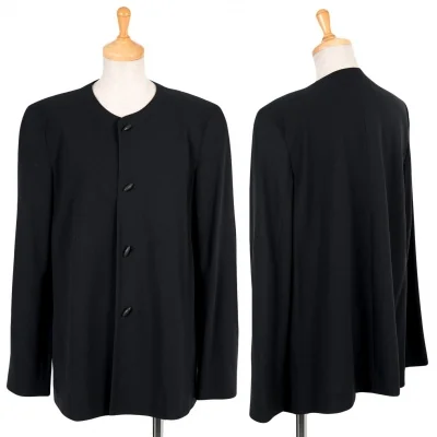 【SALE】ヨーガンレールJURGEN LEHL ウールシルクノーカラージャケット 紺