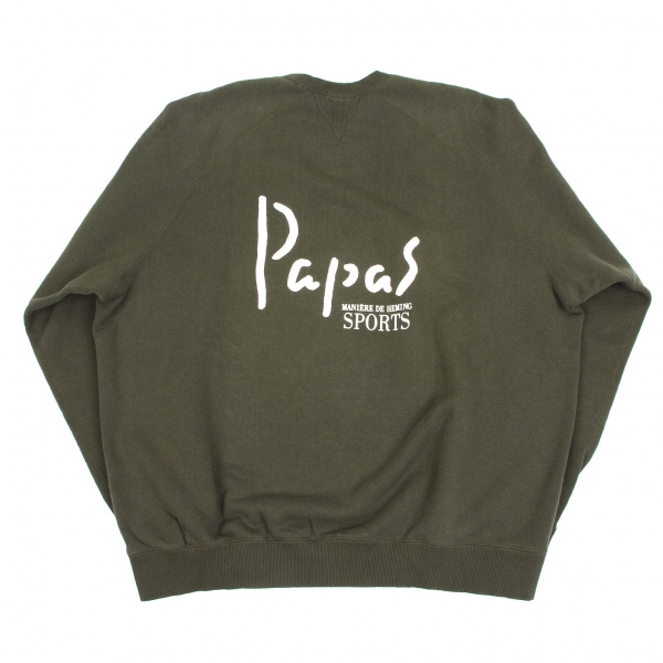 激安通販 パパスPapas ロゴプリントラグランスウェット カーキLL | DC トップス