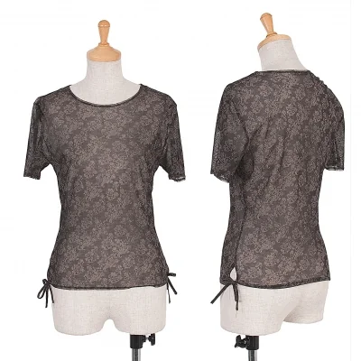 イッセイミヤケISSEY MIYAKE ダマスクプリントシースルーTシャツ ベージュチャコール