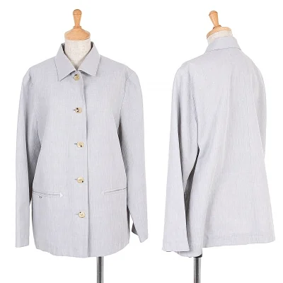 【最終値下げ】マドモアゼルノンノンMademoiselle NON NON 混紡ヘリンボーンジャケット ライトグレー