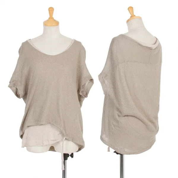 (SALE) Y's Knit Layered Design T-shirt Beige 2 K-50099_001