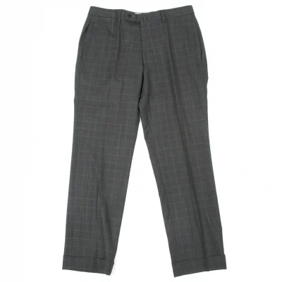 トゥモローランドTOMORROWLAND エルメネジルドゼニア Ermenegildo Zegna 生地ウールグレンチェックパンツ グレー