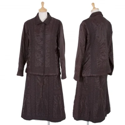 【SALE】イッセイミヤケ ハートISSEY MIYAKE HaaT ステッチナイロンセットアップスーツ 茶