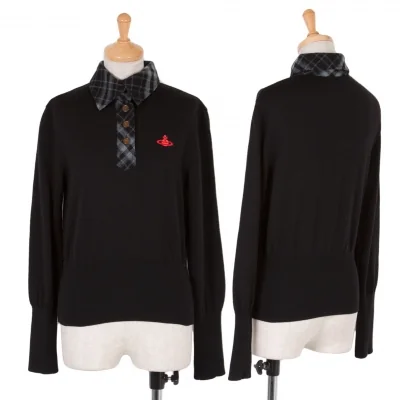 【SALE】ヴィヴィアンウエストウッド レッドレーベルVivienne Westwood Red Label ウール襟チェックニット