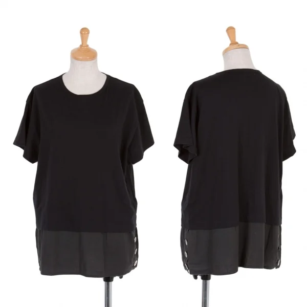 (FINAL PRICE) Yohji Yamamoto THE GINZA STORY Switching T Shirt Black,Charcoal S-M K-50701_001