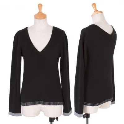 アニエスベーagnes b. コットンVネックニット 黒