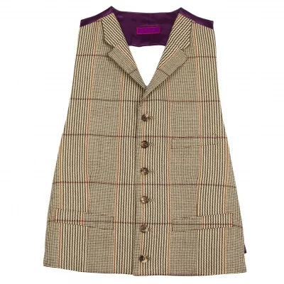 ポールスミス バニーロジャーコレクションPaul Smith BUNNY ROGER COECTION ツイードチェックジレ ベージュ紫カーキ他