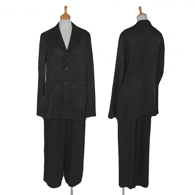 コムコム コムデギャルソンCOMME des GARCONS 唐草チェックセットアップスーツ 黒