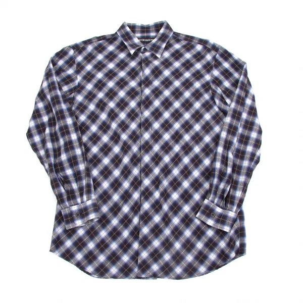 【SALE】イッセイミヤケ メンISSEY MIYAKE MEN テンセル比翼チェックシャツ
