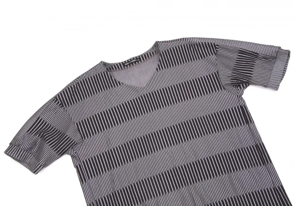 ISSEY MIYAKE MEN Geometry Jacquard T Shirt Black,Grey 3 (K-51330)