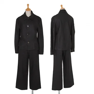 【SALE】ヨウジヤマモトファムYohji Yamamoto FEMME リネン4Bセットアップ 黒