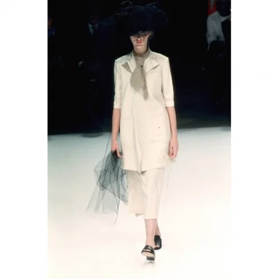 ヨウジヤマモトファムYohji Yamamoto FEMME サイドスリットシルクスカート ベージュ
