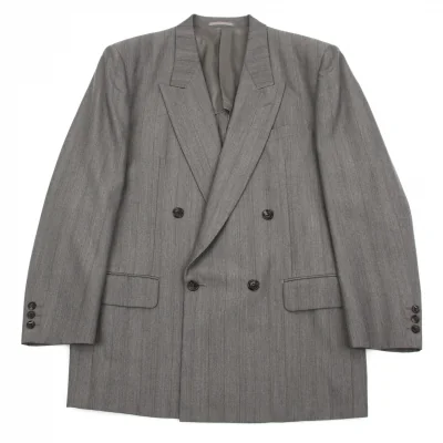 コムデギャルソン オムCOMME des GARCONS HOMME ストライプウールダブルジャケット 濃淡グレー茶