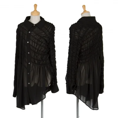 コムデギャルソンCOMME des GARCONS斜行シャーリングシースルーシャツ 黒