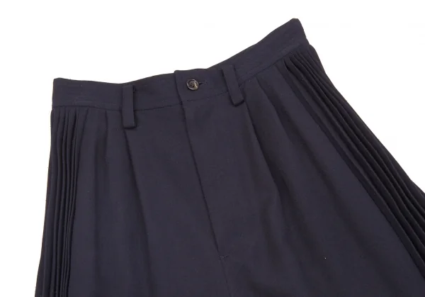 コムデギャルソンCOMME des GARCONSサイドプリーツガウチョパンツ 濃紺