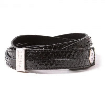 リミフゥLIMI feu パイソン型押しレザーブレスレット 黒