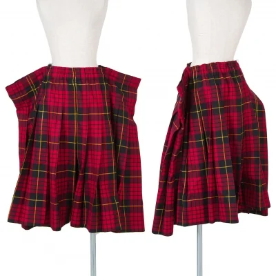 コムデギャルソンCOMME des GARCONS ウールスクエアタータンチェックプリーツスカート