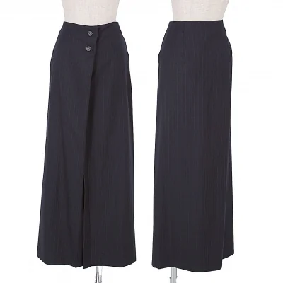 ヨウジヤマモトファムYohji Yamamoto FEMME ストライプフロントスリットスカート