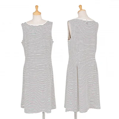 マドモアゼルノンノンMademoiselle NON NON コットンボーダーノースリーブワンピース 紺オフ