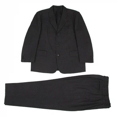 コムデギャルソンオムCOMME des GARCONS HOMME ウール格子地3Bテーラードセットアップスーツ グレー黒