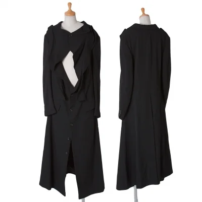 コムデギャルソンCOMME des GARCONS ウールギャバ切替デザインロングコート