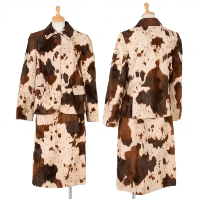 ポールスミス ウーマンPaul Smith women 起毛ホルスタイン柄セットアップ ベージュ茶ピンク