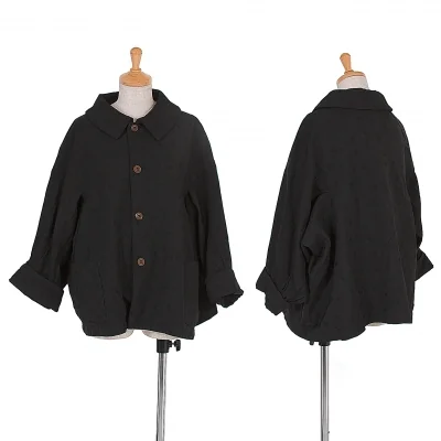 コムコム コムデギャルソンCOMME des GARCONS ポリ製品染め袖ロールアップドット柄ジャケット 黒