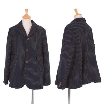 コムコム コムデギャルソンCOMME des GARCONS ポリ製品染めストライプジャケット 紺