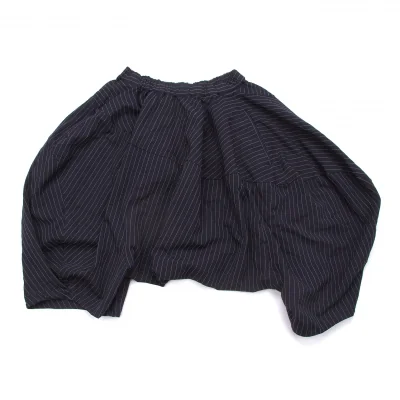 コムコム コムデギャルソンCOMME des GARCONS ポリ製品染めストライプサルエルパンツ 紺